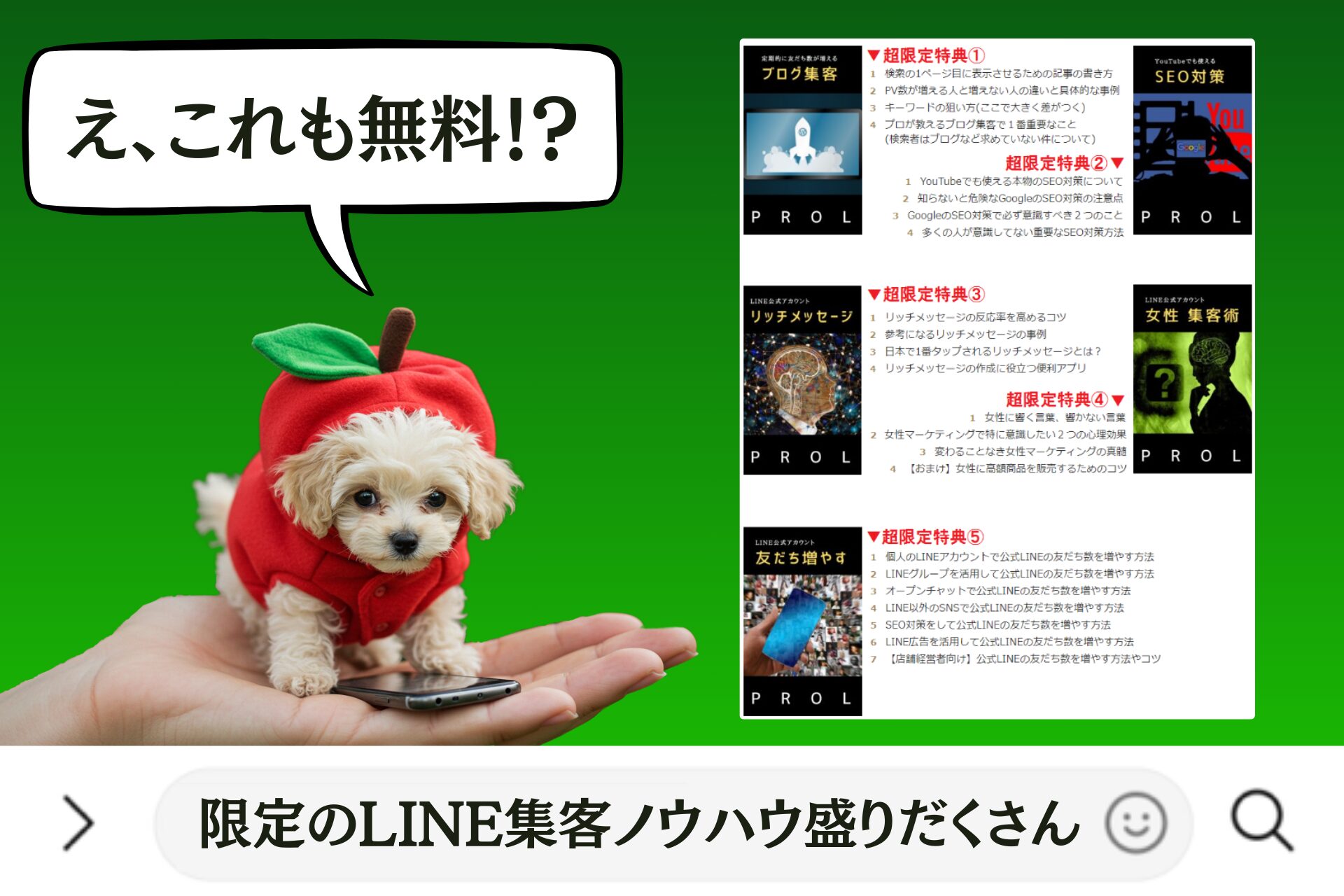 無料！限定のLINE集客ノウハウ盛りだくさん